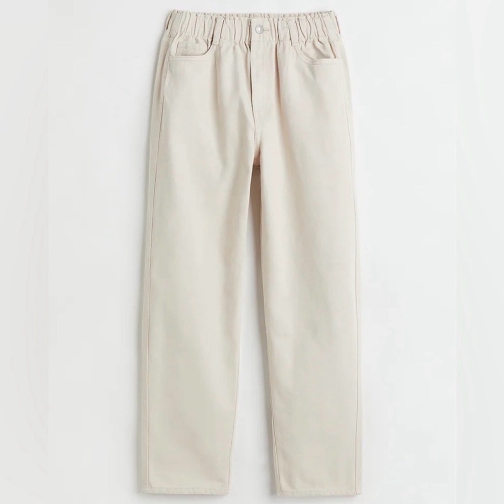 H&M Beige Slim Ankle 100% Cotton Pants, Medium, 8